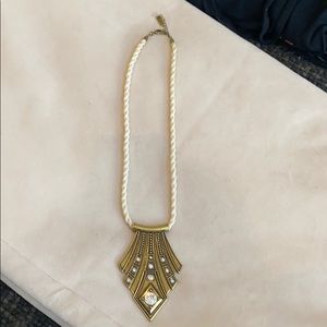 Jewel mint necklace- brass and cream